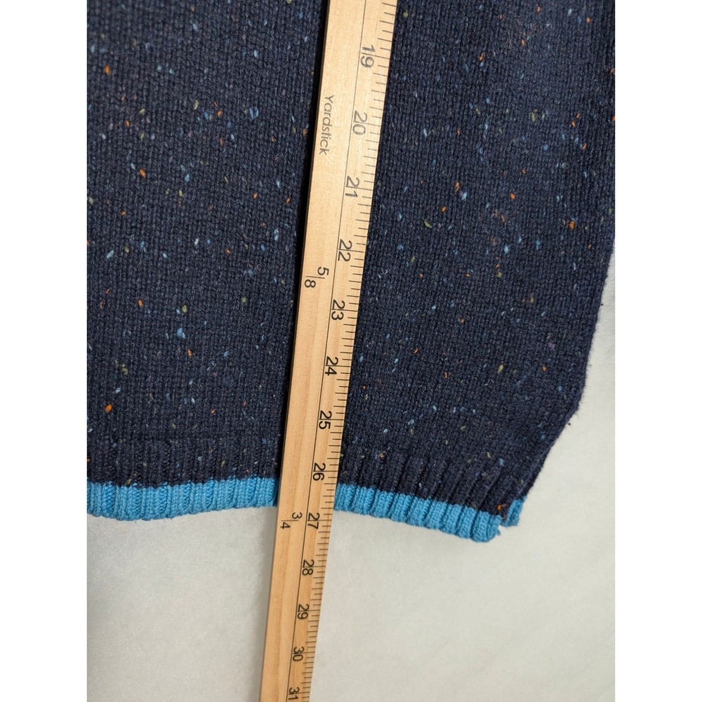 S Vintage Kim Rogers Sweater Navy Speckled Knit V-Neck Color Trim Wool Blend - Picture 7 of 7